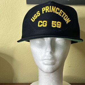 USS PRINCETON CG-59  SHIP TRUCKER SNAP CLOSURE CAP‎ HAT BLUE NEW ERA